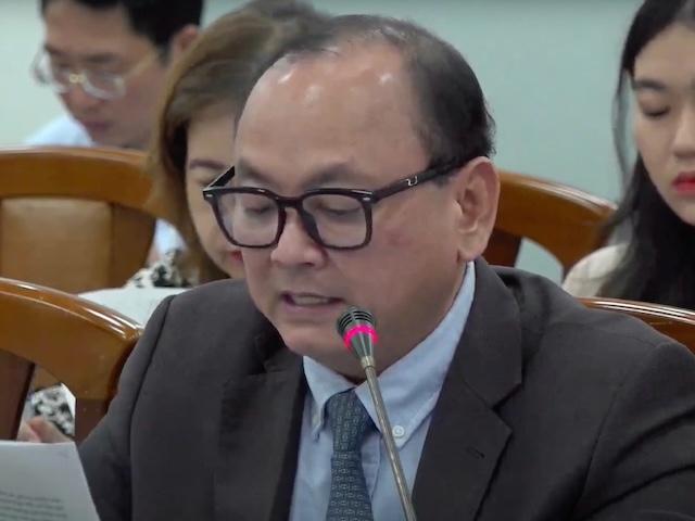 Luật sư Lê Quang Vy chia sẻ tại diễn đàn. Ảnh: TM